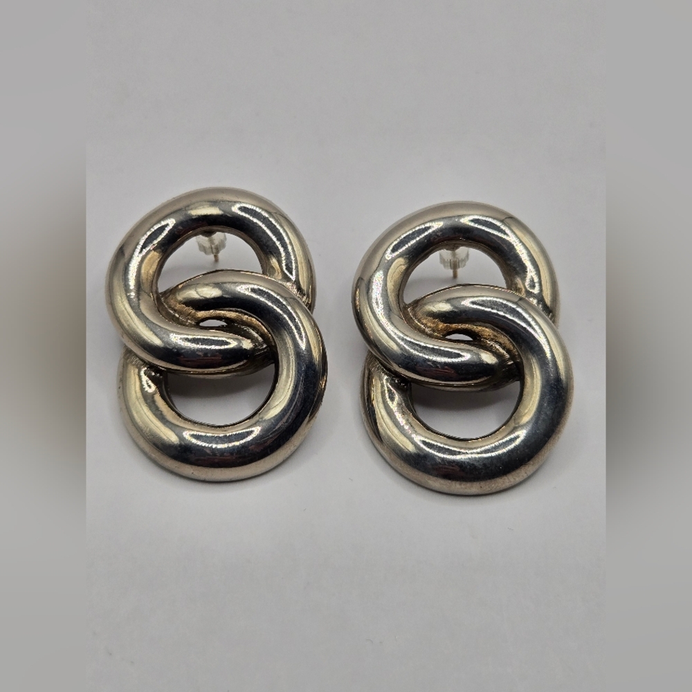 Givenchy Silver Interlocking Hoop Earrings - image 2